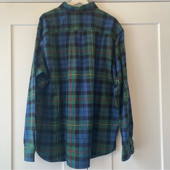 LLBean Plaid Flannel Shirt NWT Navy Green - Picture 4 of 7